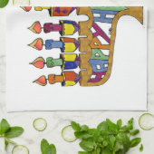 ハッピーハヌッカドレディーズ(ユダヤ教)メノラー キッチンタオル (折り畳み)