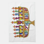 ハッピーハヌッカドレディーズ(ユダヤ教)メノラー キッチンタオル (縦)