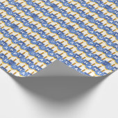 ハッピーハヌッカドレデルブルーパターモダンン ラッピングペーパー (角)