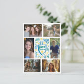 ハッピーハヌッカドードルカスタム6フォトホリデー ポストカード (スタンド正面)