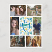 ハッピーハヌッカドードルカスタム6フォトホリデー ポストカード (正面)