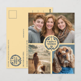 ハッピーハヌッカハンドドローカスタムド3 PHOTO Holiday ポストカード