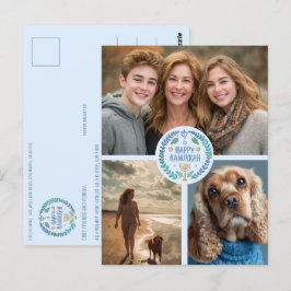 ハッピーハヌッカハンドドローカスタムド3 PHOTO Holiday ポストカード