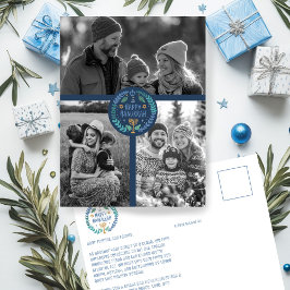 ハッピーハヌッカハンドドローカスタムド3 PHOTO Holiday ポストカード