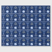 ハッピーハヌッカビューティフルブルーカスタムユダヤ人ファミリー ラッピングペーパー (フラット)