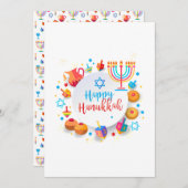 ハッピーハヌッカビューティフルユダヤ教の休日オーナメント サンキューカード (正面/裏面)