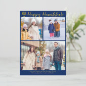 ハッピーハヌッカファミリー3モダンフォトコラージブルー シーズンカード (スタンド正面)
