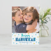 ハッピーハヌッカフォト金ゴールドスターモダンタイポグラフィ シーズンカード (スタンド正面)