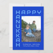 ハッピーハヌッカブルーグレー編集可能ホリデーフォト シーズンカード (正面)