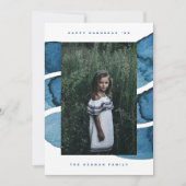 ハッピーハヌッカブルーブラッシュユダヤ人の休日の写真 シーズンカード (正面)