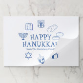 ハッピーハヌッカブルーホワイト名前をカスタムするランチョンマット ペーパーパッド (折り畳み)