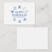 ハッピーハヌッカブルーホワイト名前をカスタムする ノートカード (正面/裏面)