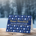 ハッピーハヌッカブルー（ユダヤ教）メノラースターオブデイビッドパターン カード<br><div class="desc">ジュダパーソナライズされたイズムの星のパターかわいらしンと青の美しいハッピーHanukkahカークール、おもしろいハヌカー（ユダヤ教の祭り）ゲームのための夢、休日のためのユダヤの（ユダヤ教）メノラー。</div>