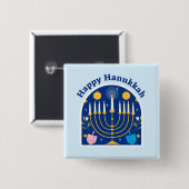 ハッピーハヌッカホリデイフェスティバルボタン 缶バッジ (正面&裏面)