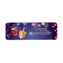 ハッピーハヌッカホリデイ金ゴールドハヌッカ（ユダヤ教）メノラー ラベル