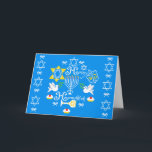 ハッピーハヌッカホリデイ シーズンカード<br><div class="desc">ハッピーハヌカー！ハヌカ祝ーは今年は美しい休日デザインで。ネイビーブルーの背景に白い（ユダヤ教）メノラーと別のハヌカーのアイテム。</div>