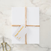 ハッピーハヌッカホワイトブルーミニマル金ゴールド ギフトタグ (麻糸付属)