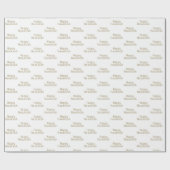 ハッピーハヌッカホワイト金ゴールド文字ミニマルモダンリスト ラッピングペーパー (フラット)