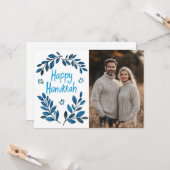 ハッピーハヌッカボタニカルウォーターカスタムカラー写真 カード (正面/裏面インサイチュ)