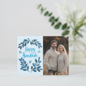 ハッピーハヌッカボタニカルウォーターカスタムカラー写真 ポストカード (スタンド正面)