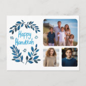 ハッピーハヌッカボタニカルウォーターカスタムカラー3写真 シーズンポストカード (正面)