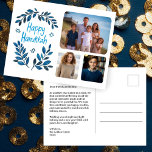 ハッピーハヌッカボタニカルウォーターカスタムカラー3写真 シーズンポストカード<br><div class="desc">甘いスケッチ誰かがハヌカーを幸せにしたい！「クリックパーソナライズ」して、前面に自分の写真を、背面に文字を追加。グリーティングカードまたはデジタルダウンロードとしても利用可能で、電子メールまたは文字メッセージを介して即座に送信する。私の店をチェックするか、何かもし好きなことを教えてカスタムくれ！好きなカスタムアもしートを！:)直接メッセージを送ってくれ。</div>