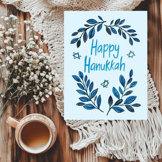 ハッピーハヌッカボタニカルウォーター色 シーズンポストカード