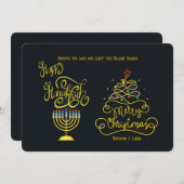 ハッピーハヌッカメリークリスマスホリデーカード シーズンカード (正面/裏面)