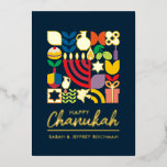 ハッピーハヌッカユダヤ人グリーティングフォイルホリデーカード 箔シーズンカード<br><div class="desc">Happy Hanukkah /ハヌカー（ユダヤ教の祭り）モダン幾何学的な休日のあいさつ実在は暗い海軍の金の箔で。（ユダヤ教）メノラー、ドレイデル、ドーナツ、スター&オリーブ油... 彼らはここにいる。ユダヤ人ハヌカーのシンボル 宇宙前面にパーソナライズされた文字を追加し、逆。逆にヘブライ語は、"ハヌカー（ユダヤ教の祭り）サマ" — Happy Hanukkah.この高級、美しい、見て、友達、家族素晴らし、クライアント、非常にハッピーハヌカー/ハヌカー（ユダヤ教の祭り）を望む方法である。このもしデザインのバリエーションを表示するには、電子メールでBestDressedBread@gmail.comにメッセージを送信するか、電子メールを送信する。</div>