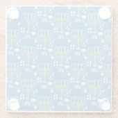 ハッピーハヌッカユダヤ人スター（ユダヤ教）メノラーブルーハヌカー（ユダヤ教の祭り） ガラスコースター (裏面)