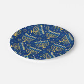 ハッピーハヌッカユダヤ人スター（ユダヤ教）メノラーブルー紙プラット ペーパープレート (アングル)