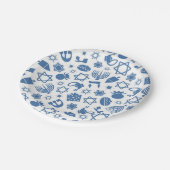 ハッピーハヌッカユダヤ人スター（ユダヤ教）メノラーブルー紙プラ ペーパープレート (アングル)