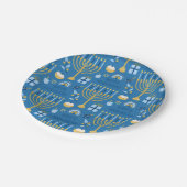 ハッピーハヌッカユダヤ人スター（ユダヤ教）メノラーブルー ペーパープレート (アングル)