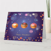 ハッピーハヌッカライツユダヤ教の休日フェスティバル カード (裏面)