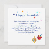ハッピーハヌッカライツユダヤ教の休日フェスティバル カード (裏面)