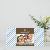 ハッピーハヌッカリボンファミリーフォトカード（青） シーズンカード (スタンド正面)