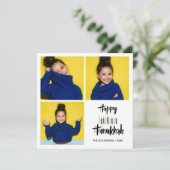 ハッピーハヌッカロウソク |休日3枚の写真 招待状 (スタンド正面)