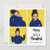 ハッピーハヌッカロウソク |休日3枚の写真 招待状 (正面)