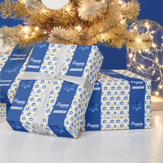 ハッピーハヌッカワーターカラーデイビッドスターズ ラッピングペーパー (クリスマス)