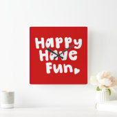 ハッピーハブおもしろい スクエア壁時計 (ホーム)