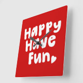 ハッピーハブおもしろい スクエア壁時計 (傾斜)