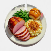 ハッピーハムディナーパーソナライズされたクリスマス メタルオーナメント (正面)