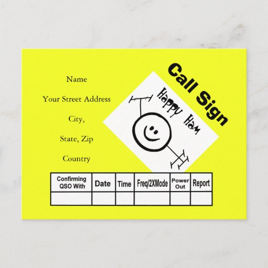 ハッピーハムロゴハムラジオQSLカード ポストカード (正面)
