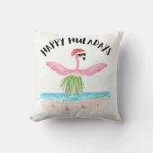 ハッピーハルダイズフラミンゴサンタトロピカルクリスマス クッション (正面)