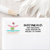 ハッピーハルダイズフラミンゴサンタトロピカルクリスマス ラベル (インサイチュ)