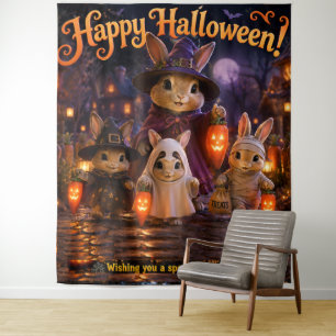 ハッピーハロウィンうさぎパーティータペストリー タペストリー
