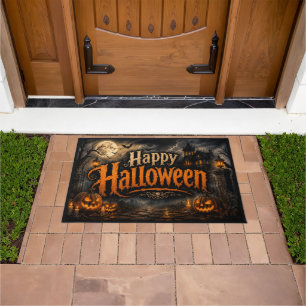 ハッピーハロウィンお化け屋敷玄関マット ドアマット