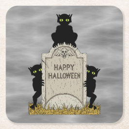 ハッピーハロウィンに集う三悪魔 スクエアペーパーコースター