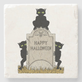 ハッピーハロウィンに集う3悪魔 ストーンコースター