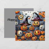 ハッピーハロウィンのかわいい怖いお菓子やイタズラのデザイン シーズンカード (正面/裏面)